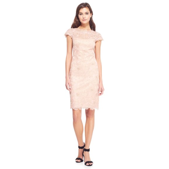 Tadashi Shoji Rose Motif Lace Sheath Dress Size 4 - Picture 1 of 11